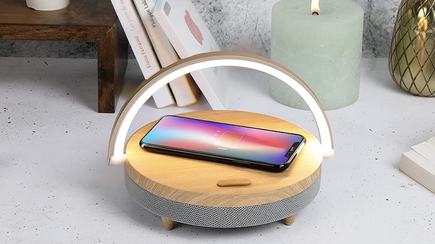 Livoo Three-in-One LED Lamp, Phone Charger and Speaker