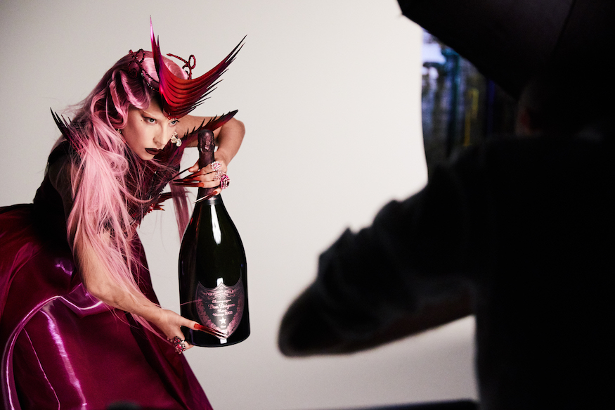 Dom Pérignon x Lady Gaga on set