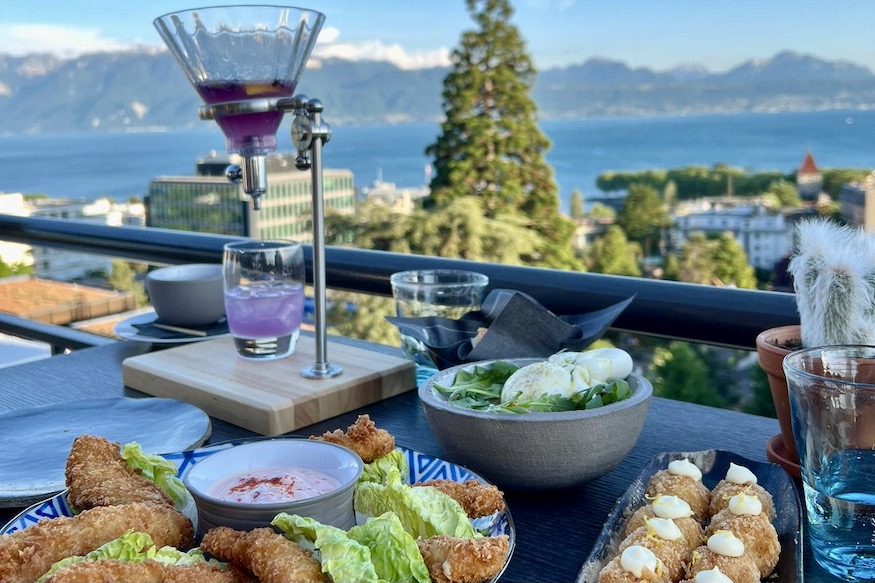 Royal Savoy Lausanne Sky Lounge The Botanist Cocktail Food