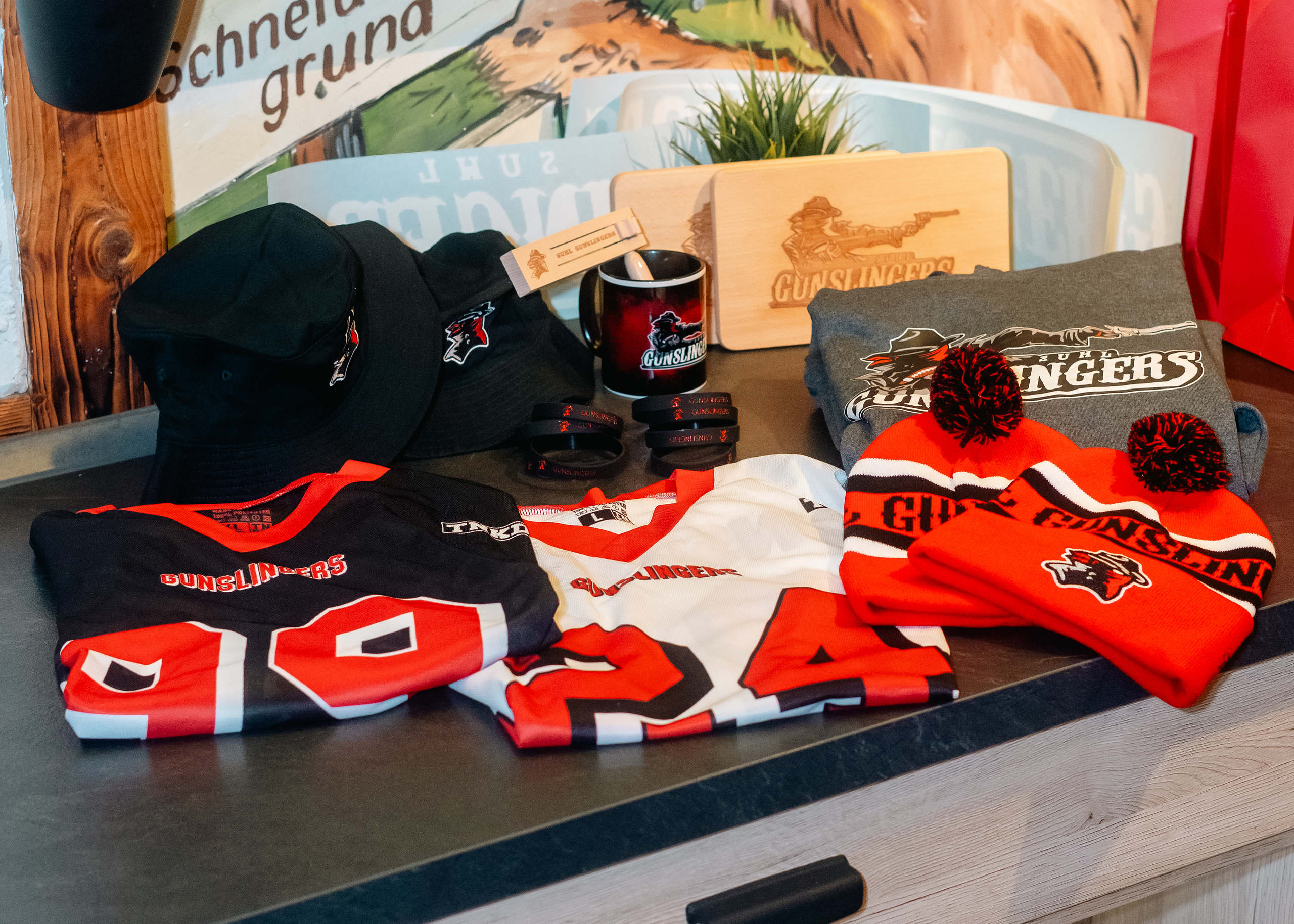 Suhl Gunslingers Toschis Super Bowl Watch Party Shirts Beanies Mug @Ben Zehner